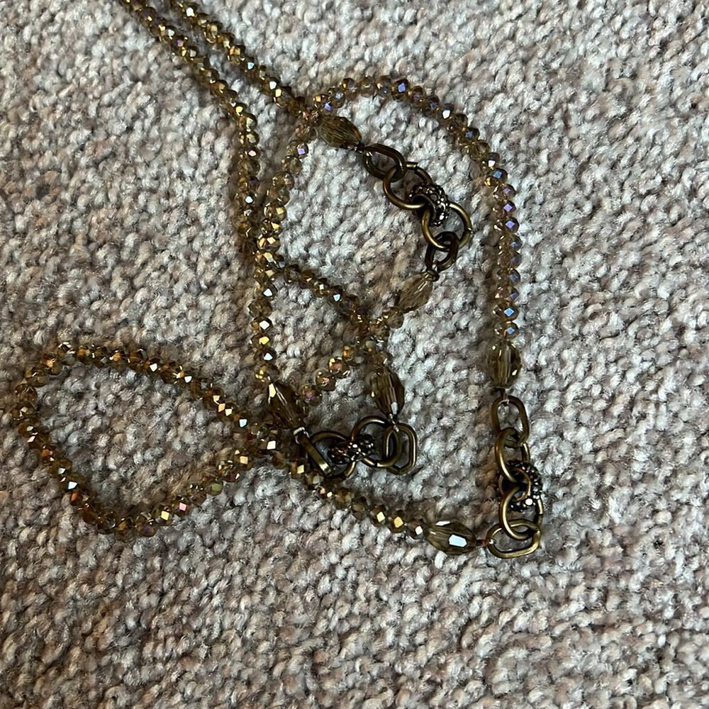 NWT Loft Beaded Bronze, Gold, aurora borealis necklace - Picture 6 of 6